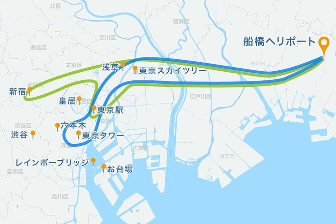 25-Min Downtown Helicopter Tour : Tokyo Skytree and Tokyo Tower - The 25-minute flight plan, from tower to tower