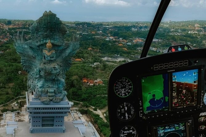 Above the Island of Gods Helicopter Tour - GWK Statue from the helicopter