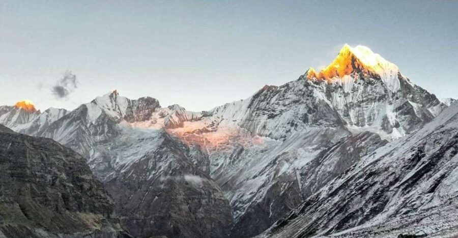 Annapurna Base Camp Heli Tour - Flying north over valleys and the trekking trail