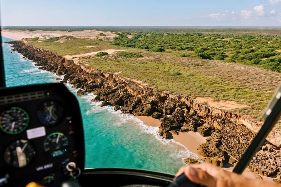 Broome: Cliffs & Coast 60 minute Scenic Helicopter Flight - Setting off over Cable Beach