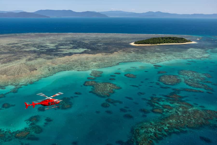Cairns: Great Barrier Reef 30-Minute Helicopter Flight - Green Island from the air