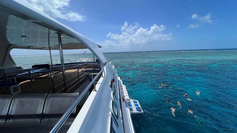 Cairns: Great Barrier Reef Cruise & Scenic Helicopter Flight - The ride back, with wine and cheese