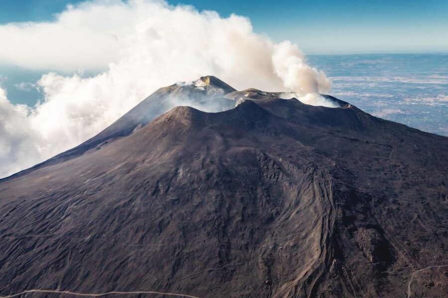Fiumefreddo: Group Flight Helicopter Tour over Etna - Flying north toward Piano Provenzana