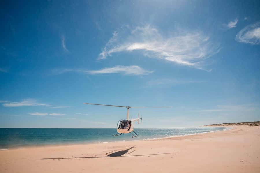 From Broome: Eco Beach Explorer Helicopter Flight with Lunch - The return flight over Broome