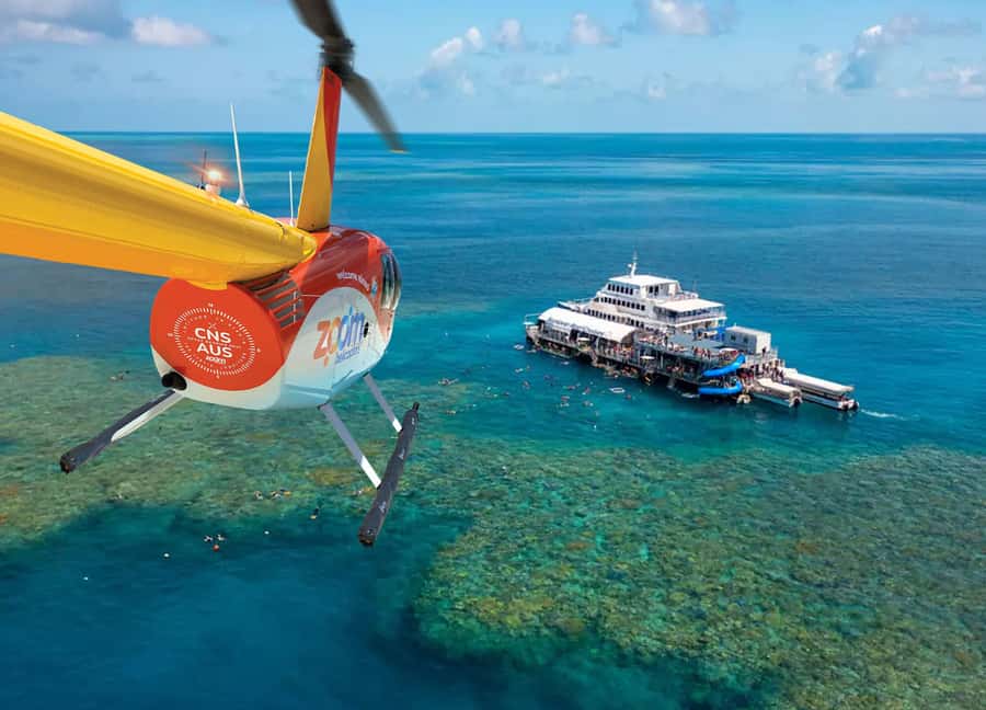 From Cairns: Outer Reef Pontoon, Island & Helicopter Tour - Seeing Moore Reef From a Helicopter