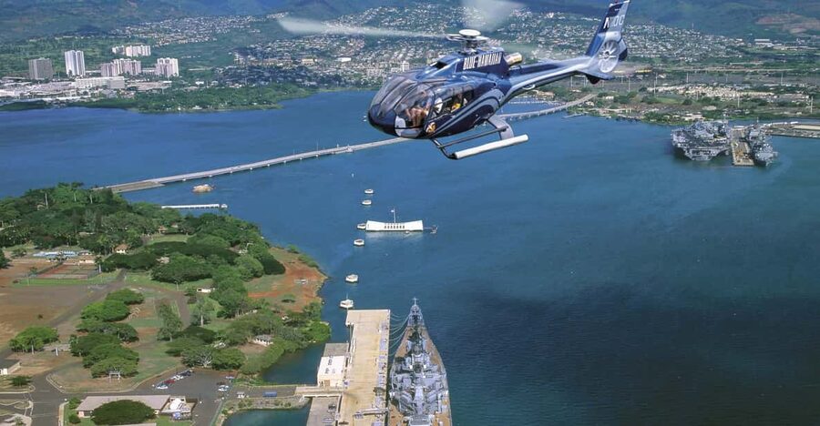 From Honolulu: Complete Oahu Island Helicopter Tour - Leaving Honolulu for Pearl Harbor