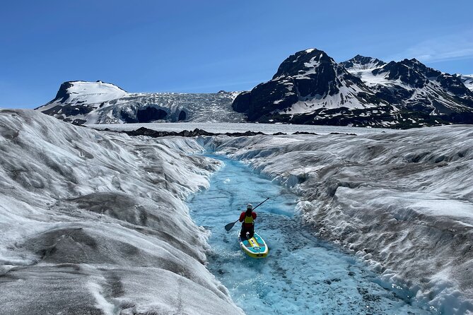 Helicopter and Glacier Paddle Boarding -PRIVATE - Paddleboarding Through Melt Pools And Ice Channels