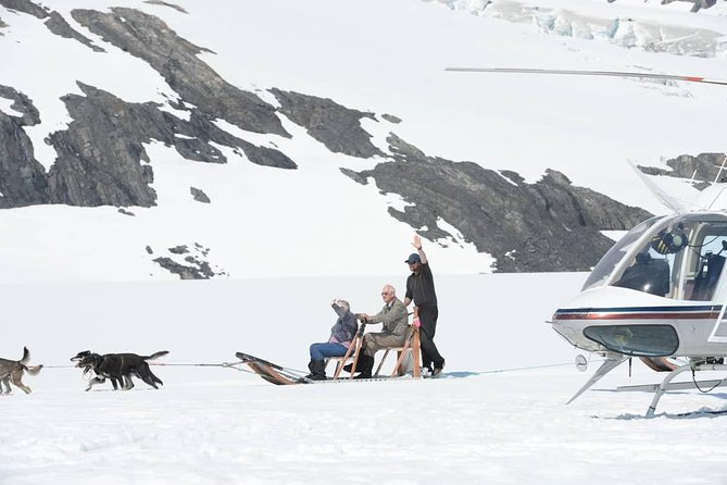 Helicopter Glacier Dogsled + Knik Glacier Landing- Anchorage Area - Meeting the sled dogs at camp