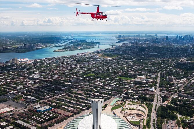 Helicopter Tour Over Montreal - Olympic Stadium from above