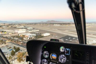 Helicopter Night Flight over the Strip