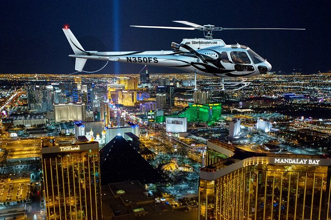 Las Vegas Helicopter Night Strip Flight Tour with Optional Dinner - The Strip at night, from the High Roller to the Sphere