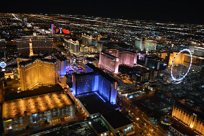 Las Vegas Helicopter Night Strip Flight Tour with Optional Dinner - The Luxor beam and Allegiant Stadium