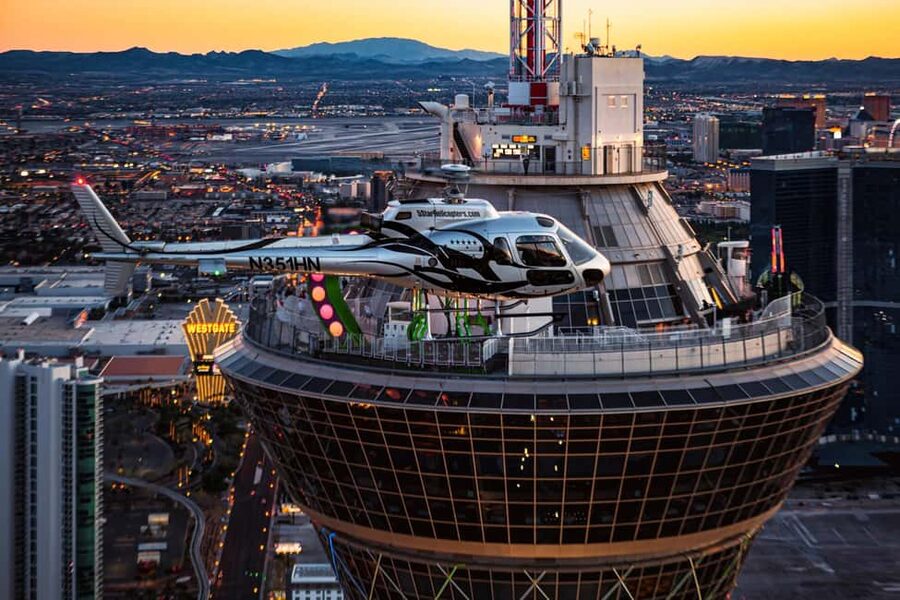 Las Vegas Night Strip Helicopter Wedding Ceremony Package - The ceremony above Downtown Las Vegas