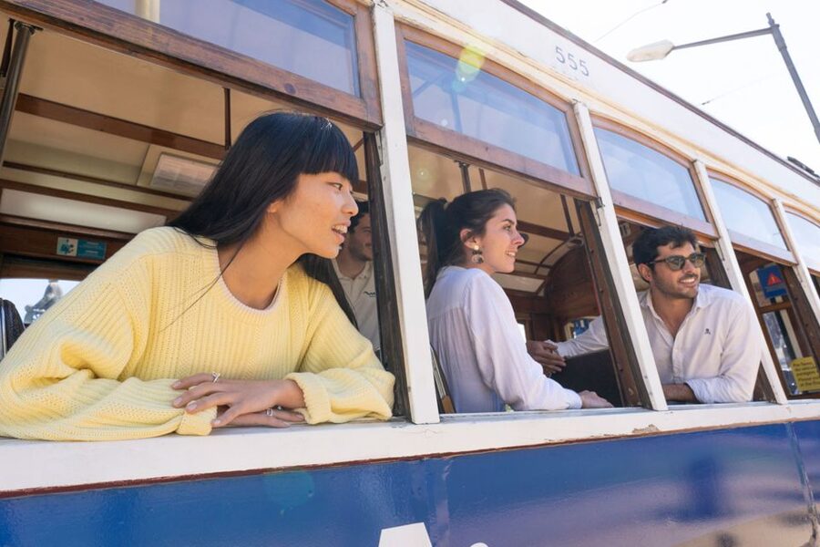 Lisbon: Helicopter Ride, Boat Trip, & Old Town Walking Tour - The yellow tram stop that is not currently running