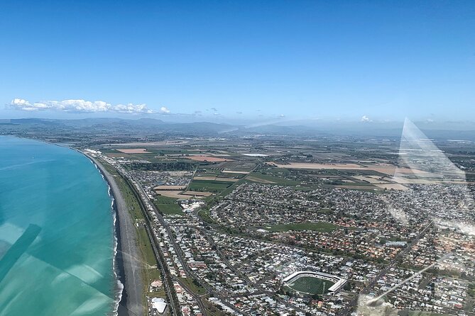 Napier Helicopter Flight & Classic Car Transfer - Marine Parade from just over 500 feet
