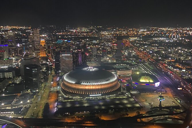 New Orleans City Lights Night Helicopter Tour - First view: New Orleans and the Superdome after dark