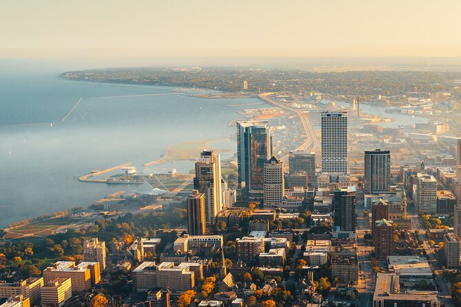 Private Downtown Milwaukee Helicopter Ride - Veterans Park and the lakeside view