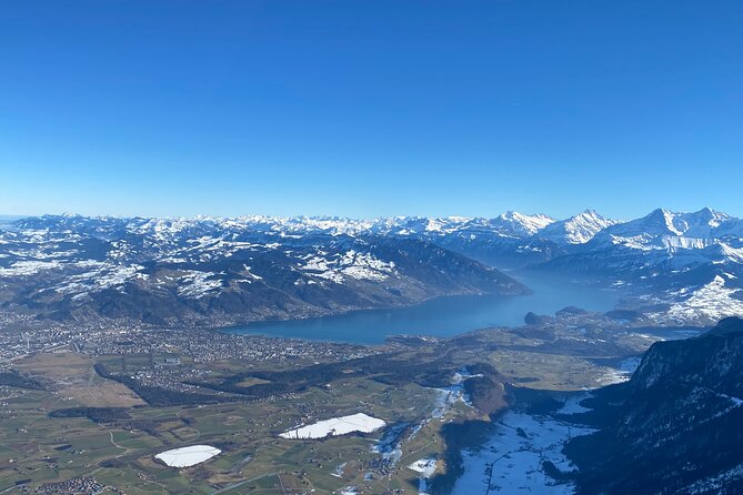 Private helicopter flight to Stockhorn mountain, with view to the Swiss Alps - Taking off from Bern-Belp Airport