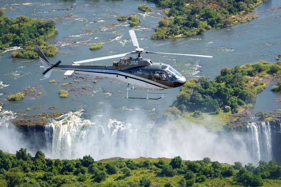 Victoria Falls Helicopter Flights - The falls, islands, and rainbows from above